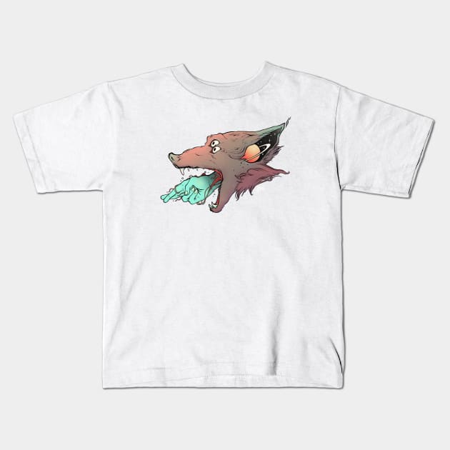 Good Luck Crossed Fingers And Wolf Art Kids T-Shirt by cellsdividing